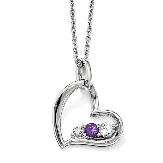 10kw Survivor Clear/Purple Topaz Heart of Strength Necklace