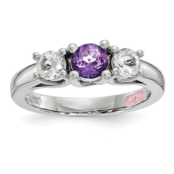 10k WhiteGold Survivor Collection Clear/Purple Topaz Pamela Ring