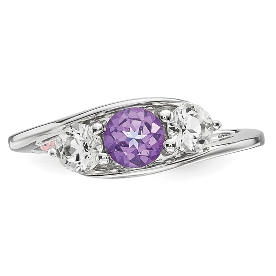 10k White Gold Survivor Collection Clear/Purple Topaz Sue Ring