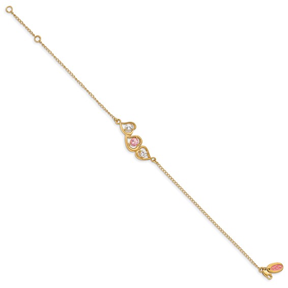 10KY Clear & Pink Topaz Bracelet