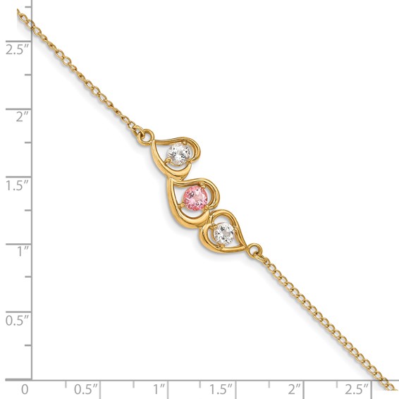 10KY Clear & Pink Topaz Bracelet