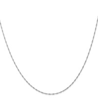 14K White Gold Carded 1mm Singapore Chain with Spring Ring Clasp, 24" view 2