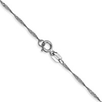 14K White Gold Carded 1mm Singapore Chain with Spring Ring Clasp, 24" view 3