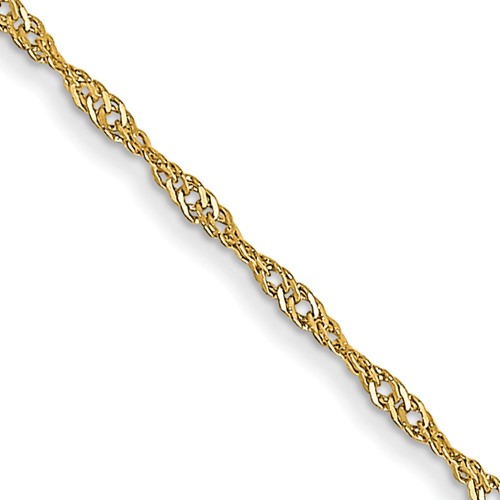 14K 24 inch Carded 1mm Singapore with Spring Ring Clasp Chain