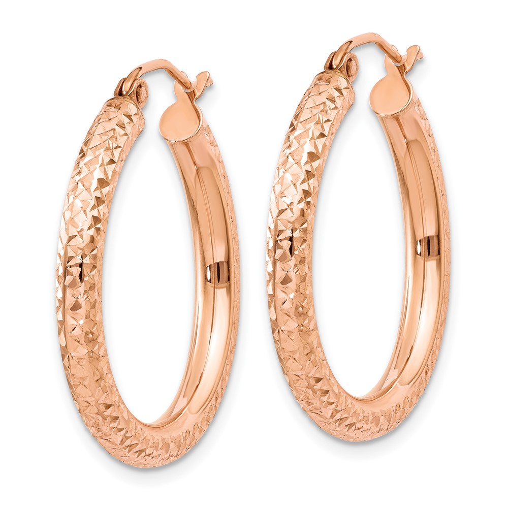 10K Rose Gold 3mm Diamond-cut Hoop (10T1014)
