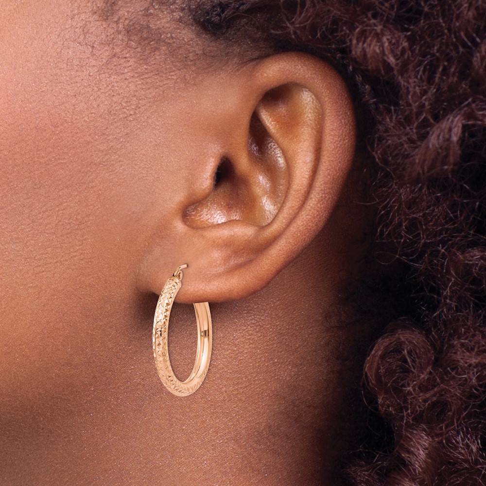 10K Rose Gold 3mm Diamond-cut Hoop (10T1014)
