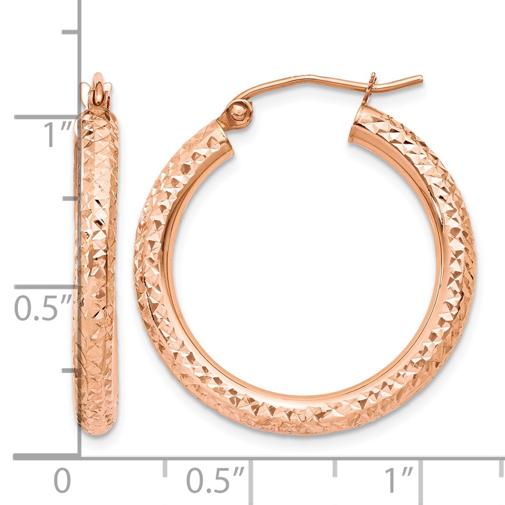 10K Rose Gold 3mm Diamond-cut Hoop (10T1014)