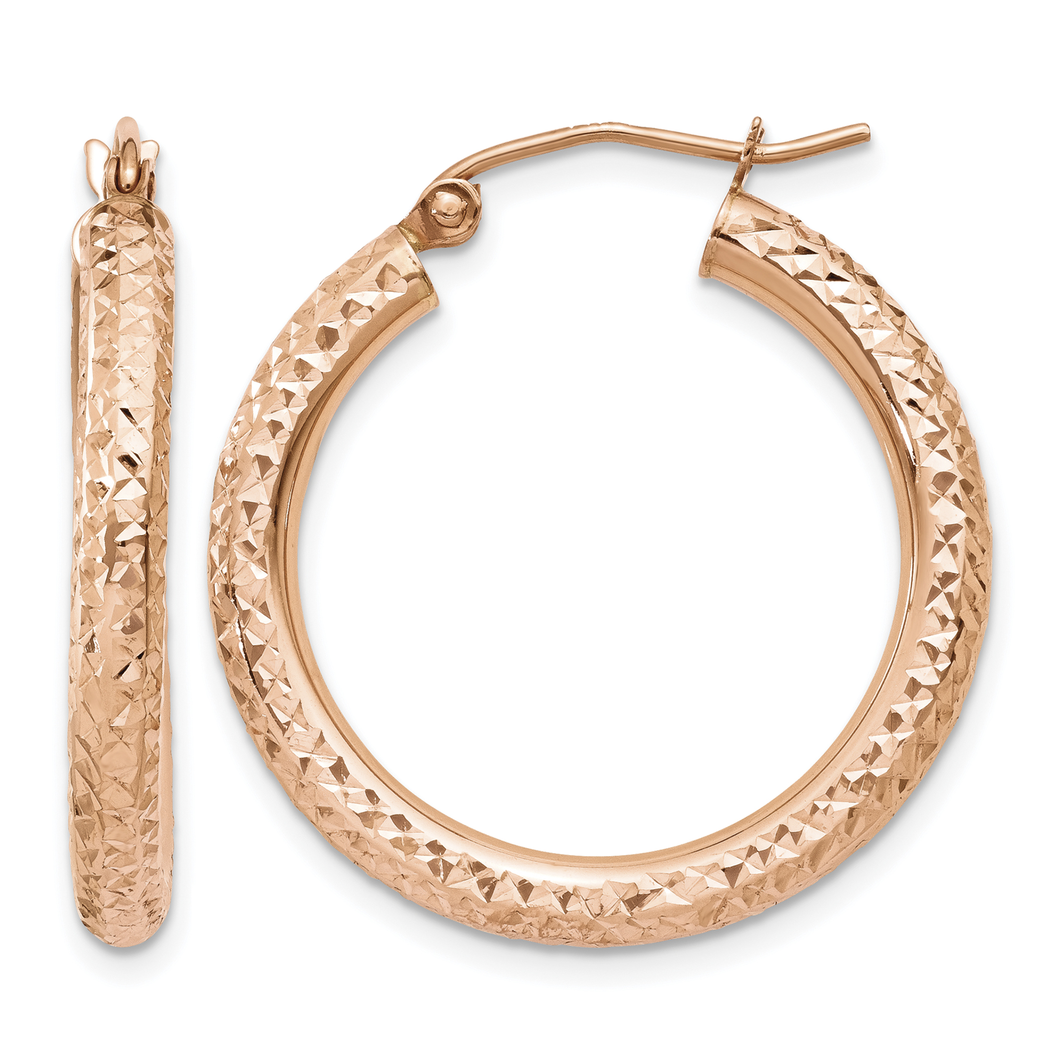 10K Rose Gold 3mm Diamond-cut Hoop (10T1014)