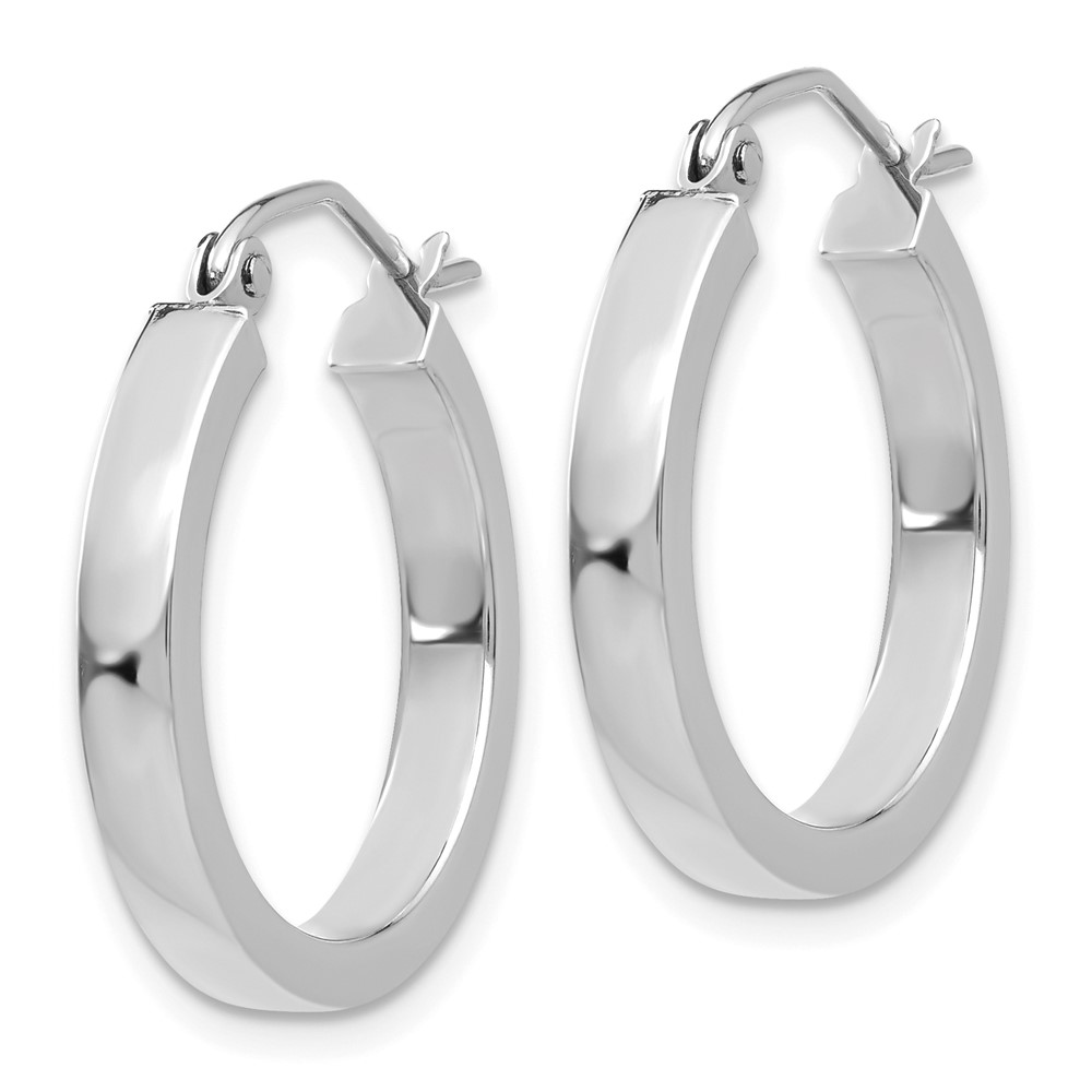 10k White Gold 2x3mm Rectangle Tube Hoop (10T1043)