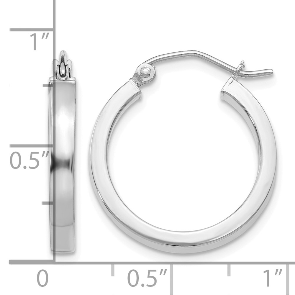 10k White Gold 2x3mm Rectangle Tube Hoop (10T1043)