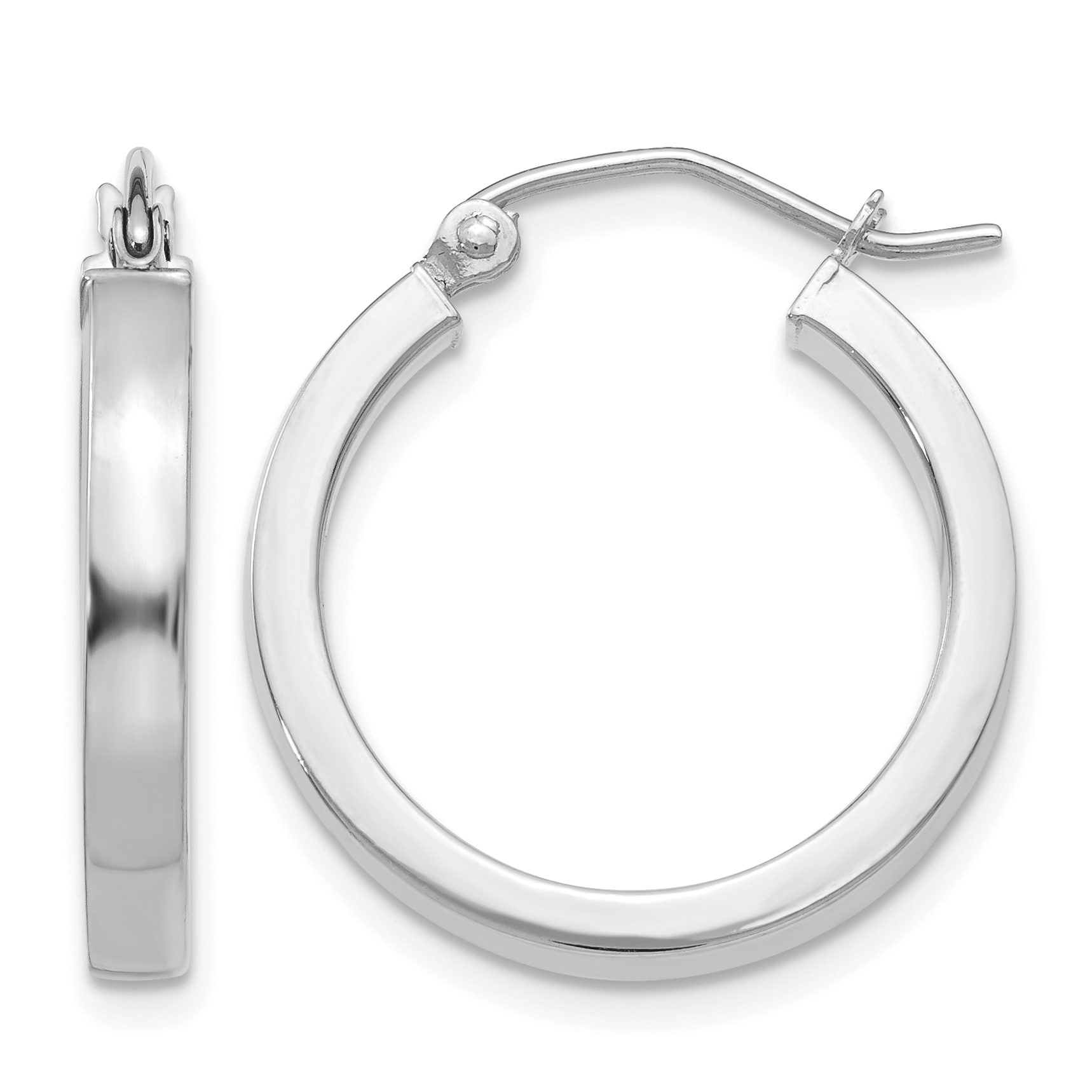10k White Gold 2x3mm Rectangle Tube Hoop (10T1043)