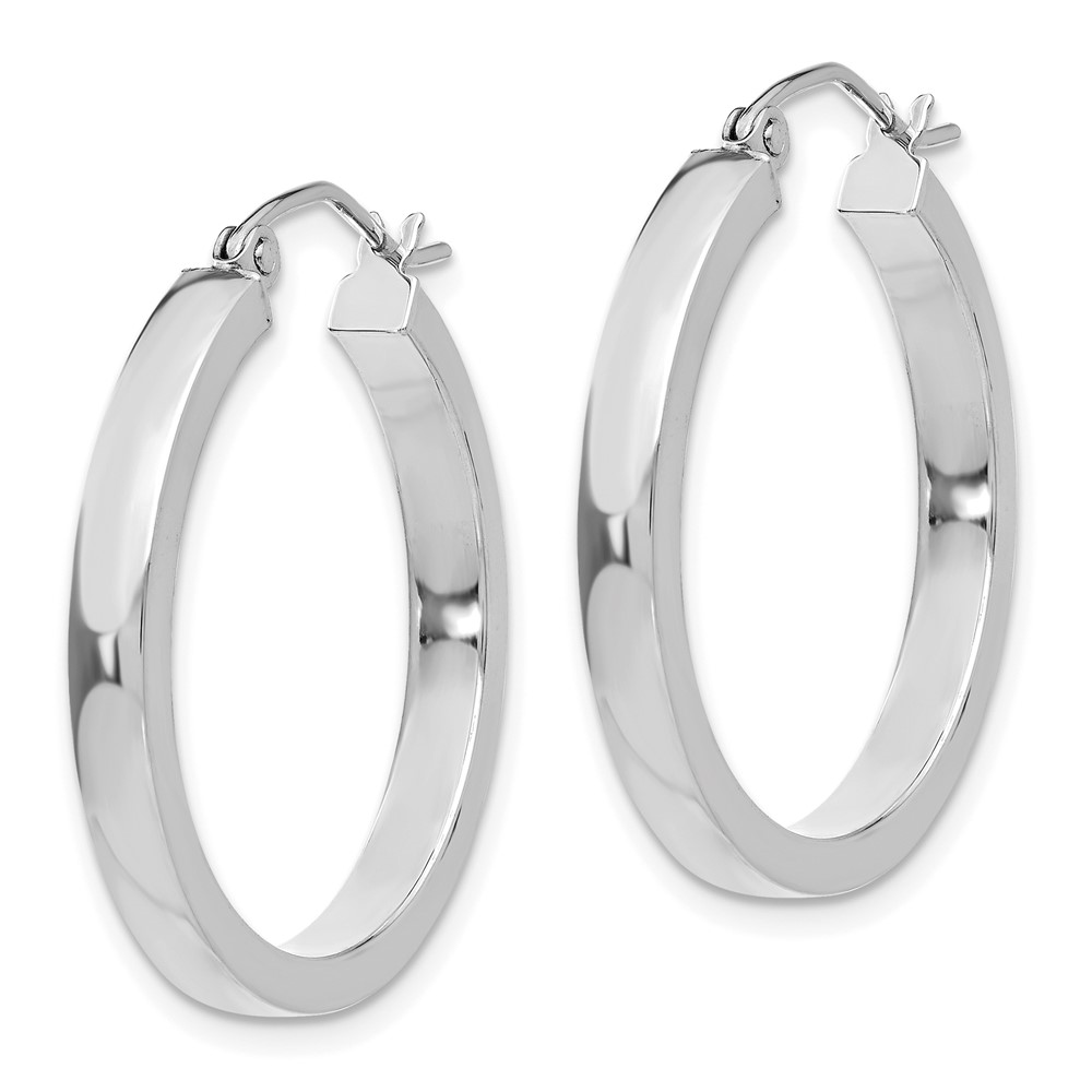 10k White Gold 2x3mm Rectangle Tube Hoop (10T1044)