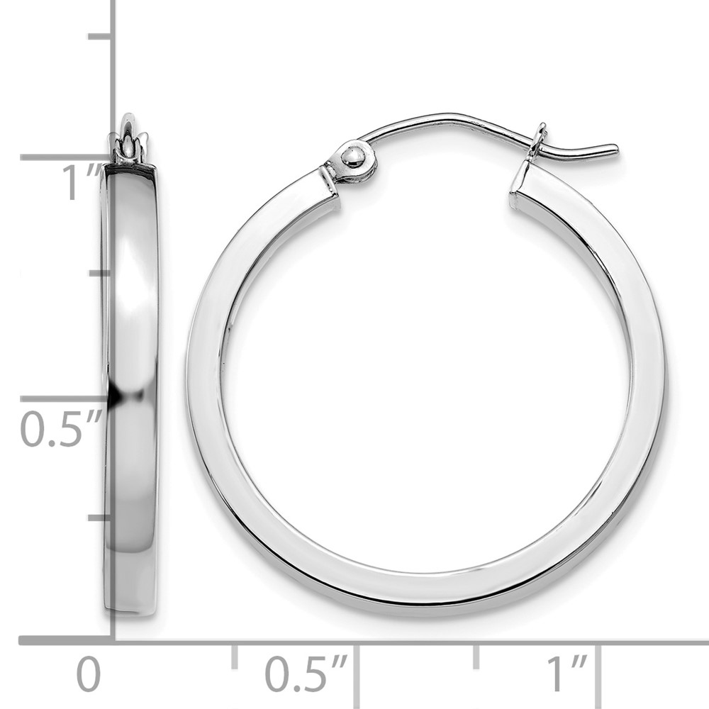 10k White Gold 2x3mm Rectangle Tube Hoop (10T1044)