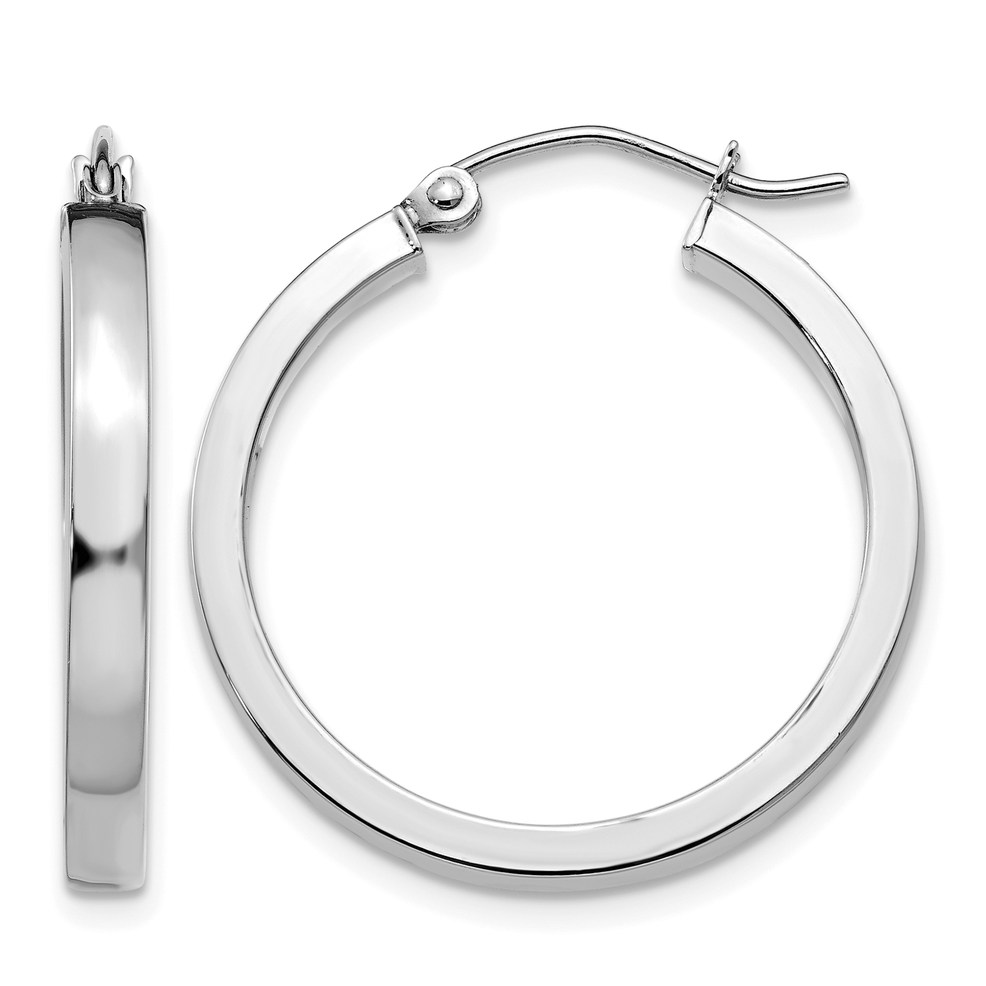 10k White Gold 2x3mm Rectangle Tube Hoop (10T1044)