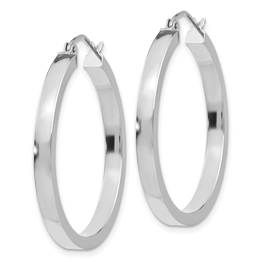 10k White Gold 2x3mm Rectangle Tube Hoop (10T1045)