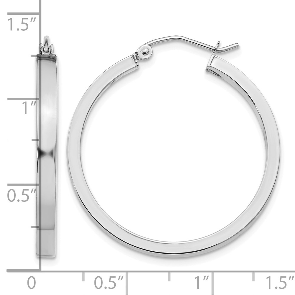 10k White Gold 2x3mm Rectangle Tube Hoop (10T1045)