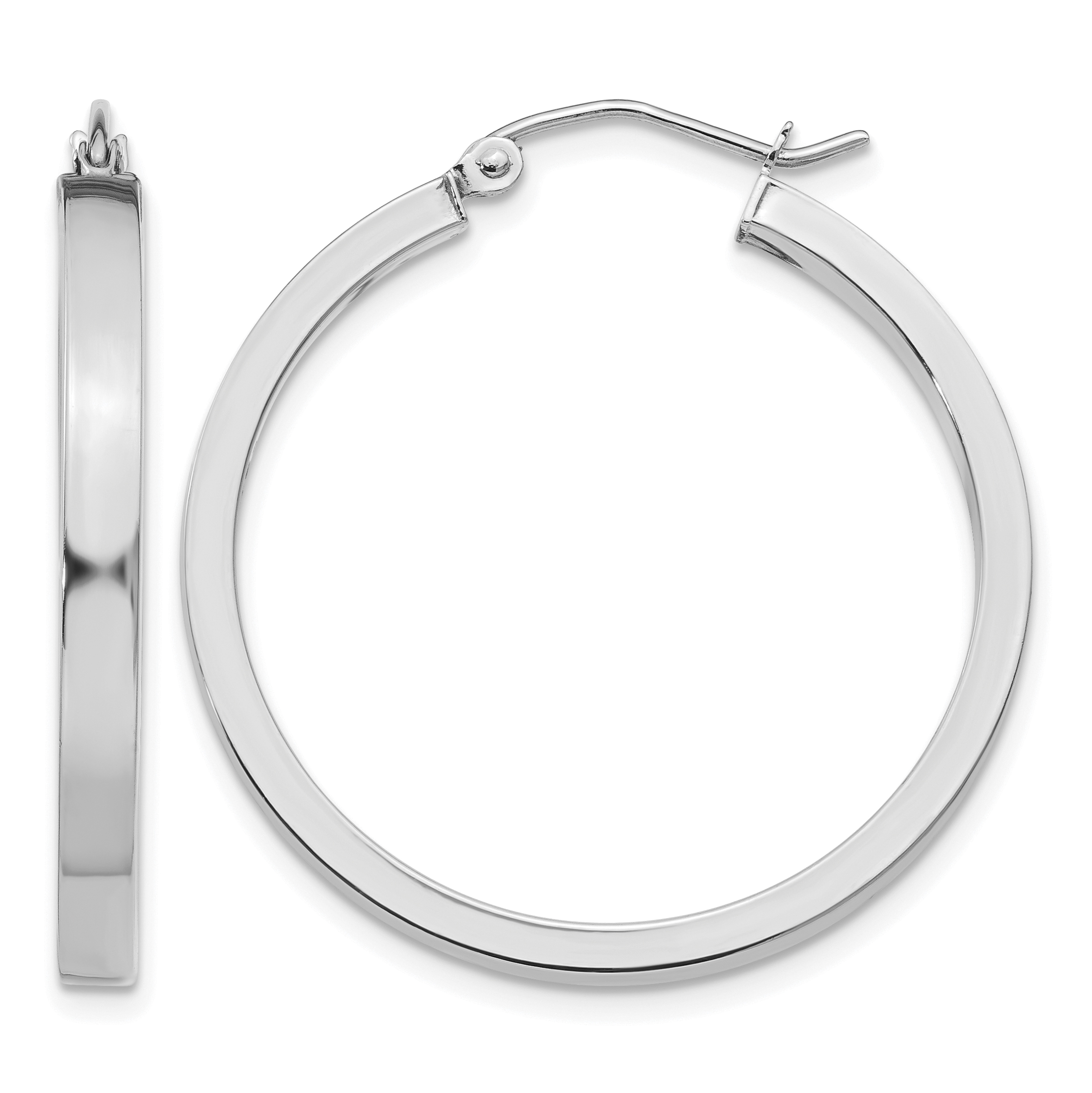 10k White Gold 2x3mm Rectangle Tube Hoop (10T1045)