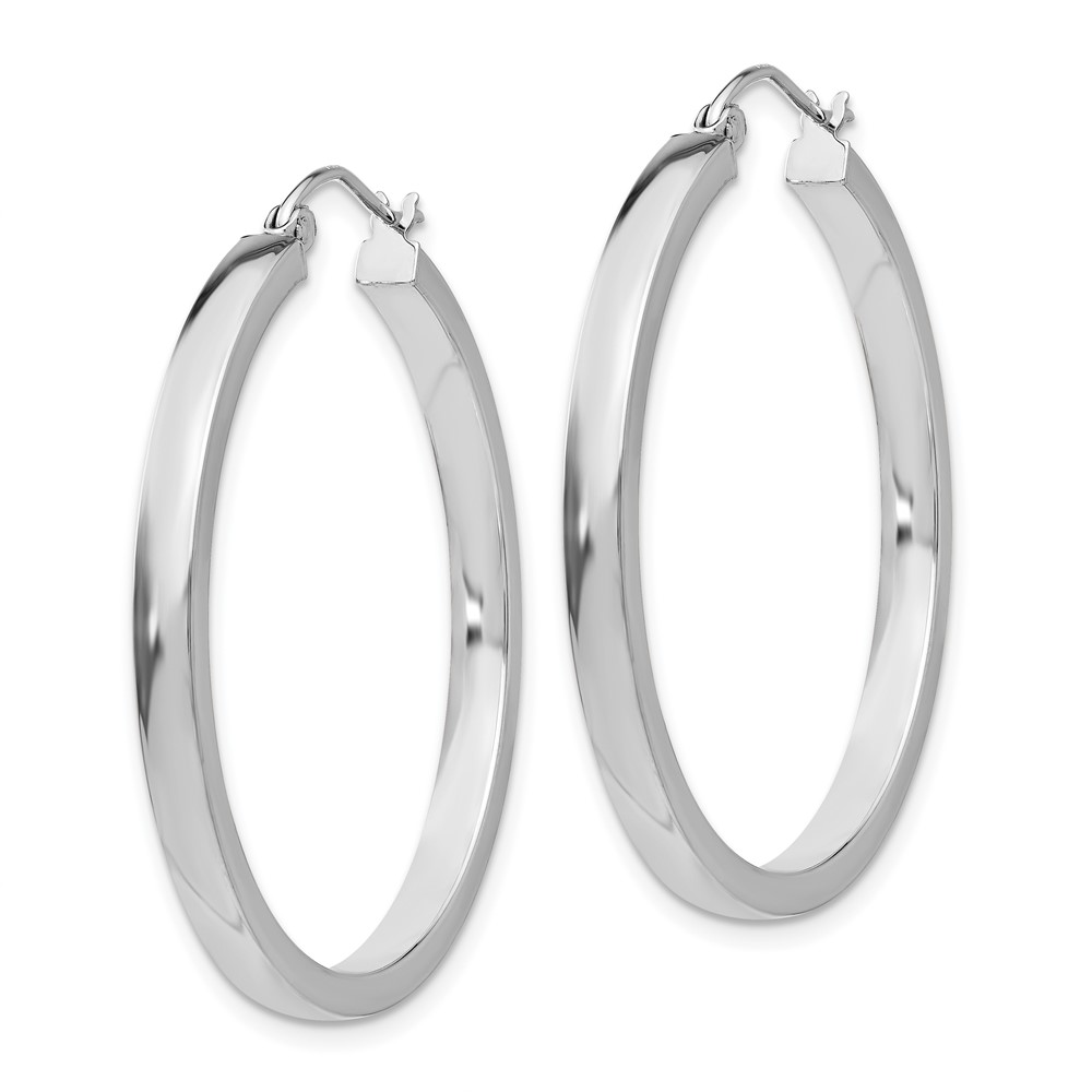 10k White Gold 2x3mm Rectangle Tube Hoop (10T1046)