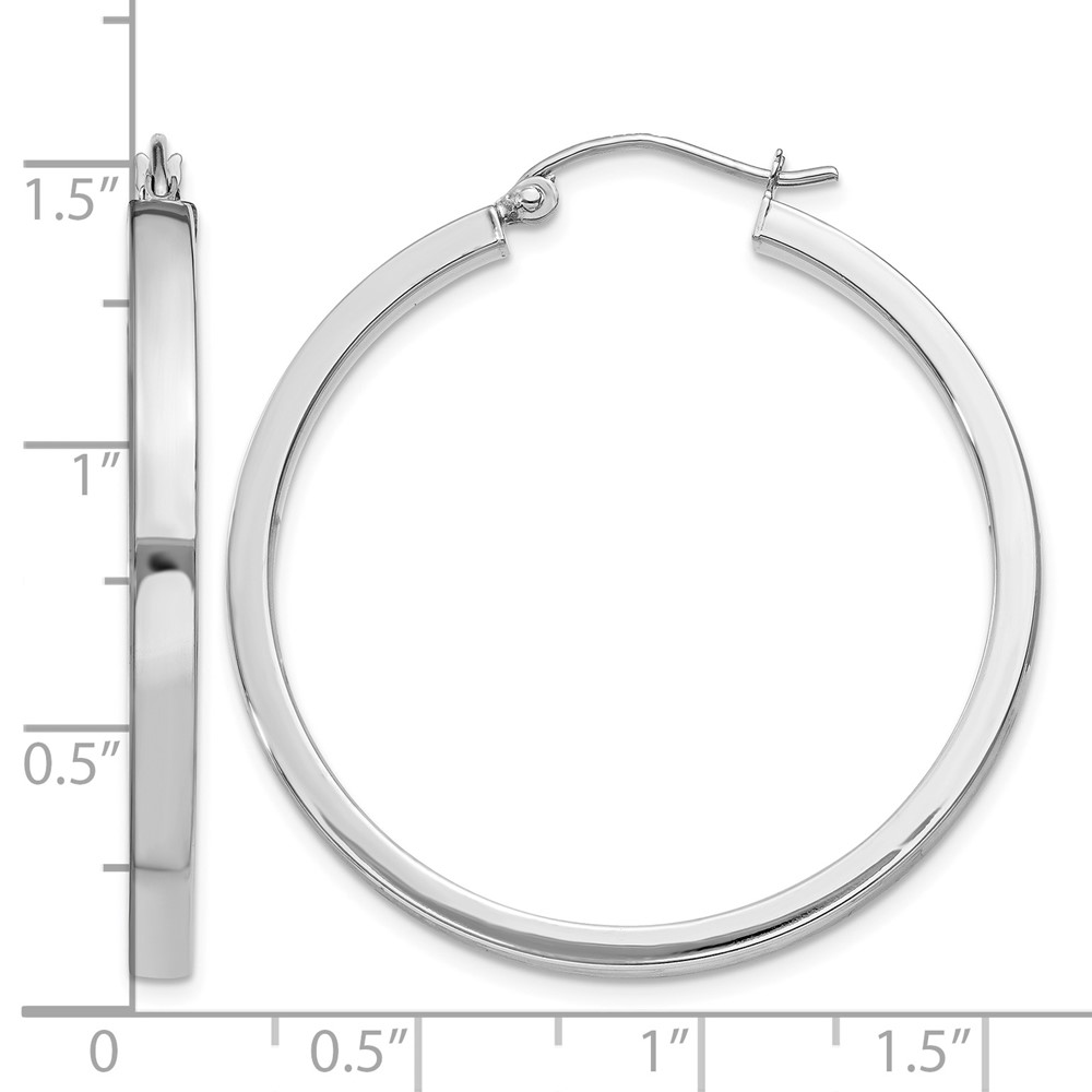 10k White Gold 2x3mm Rectangle Tube Hoop (10T1046)