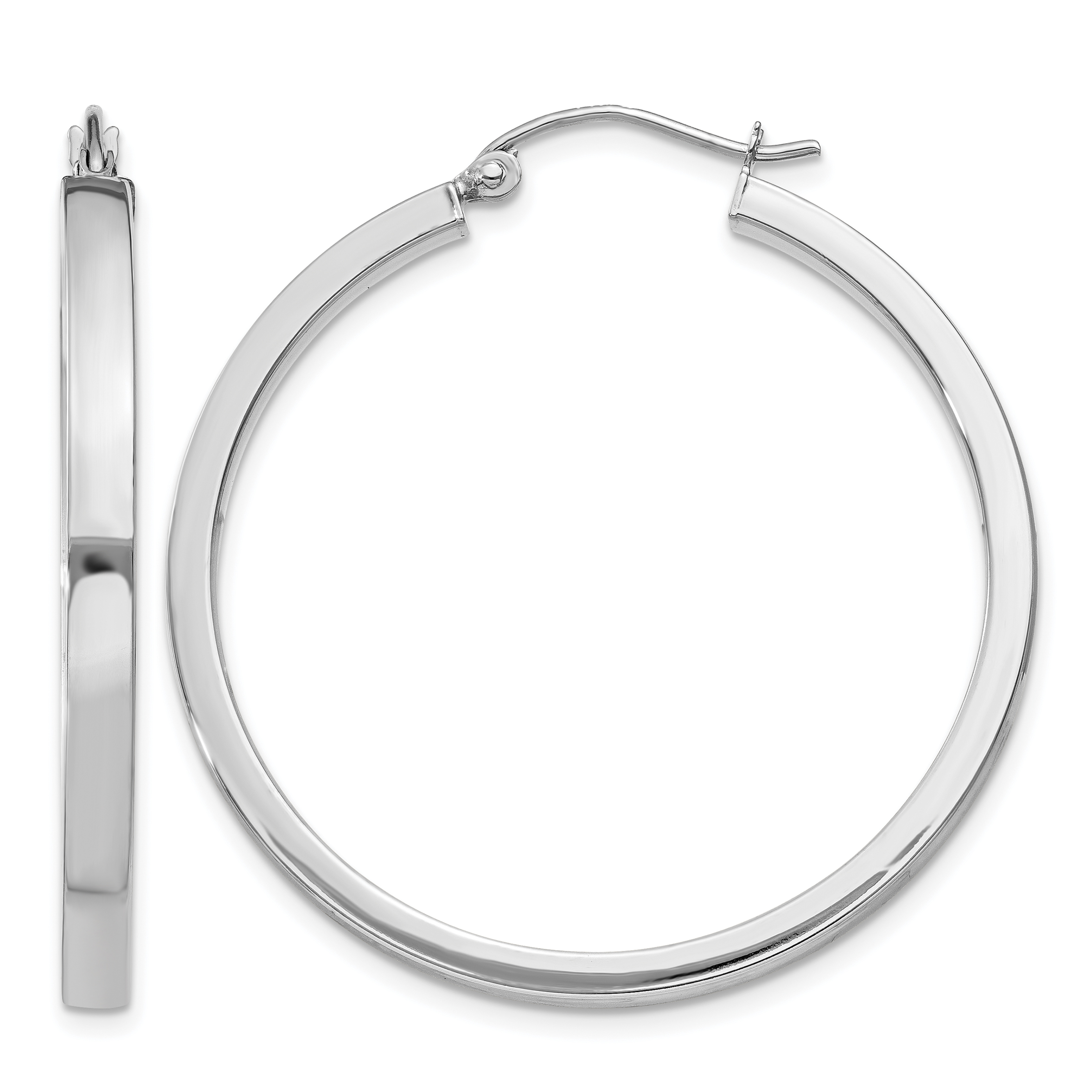 10k White Gold 2x3mm Rectangle Tube Hoop (10T1046)