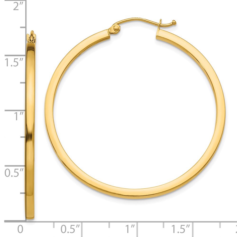 10k 2mm Square Tube Hoop Earrings (10T1071)