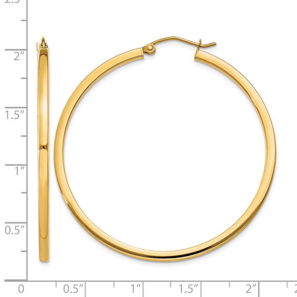 10k 2mm Square Tube Hoop Earrings (10T1072)