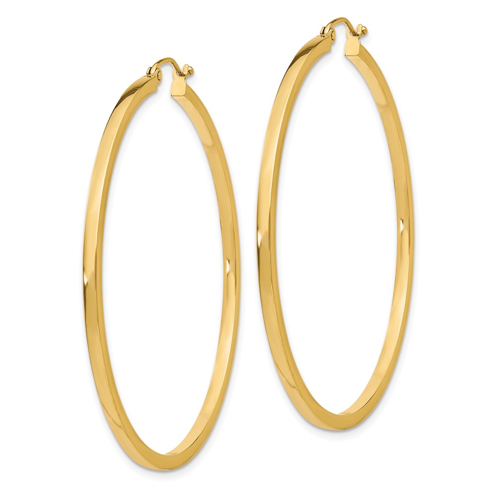 10k 2mm Square Tube Hoop Earrings (10T1073)
