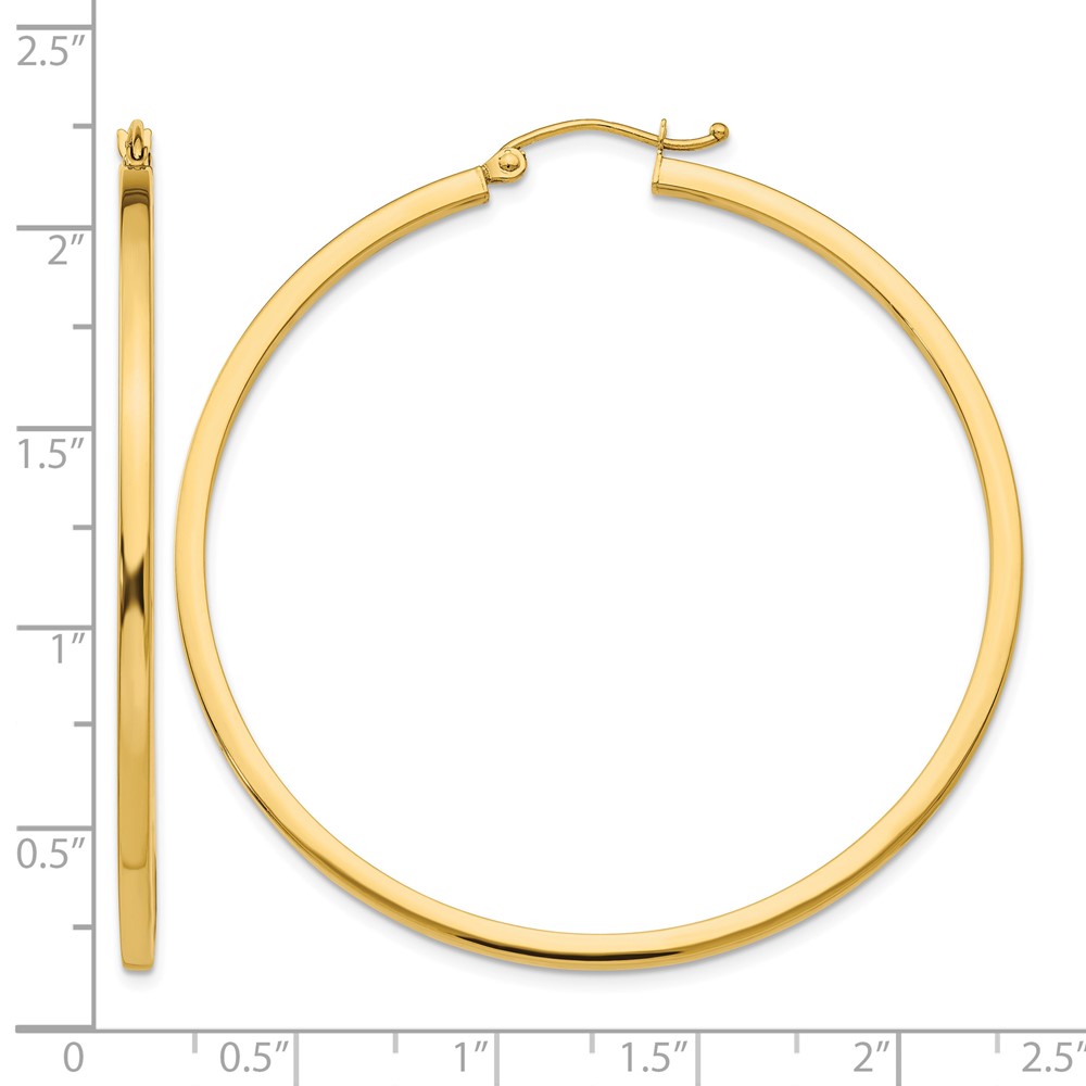 10k 2mm Square Tube Hoop Earrings (10T1073)