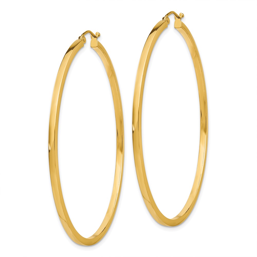 10k 2mm Square Tube Hoop Earrings (10T1074)
