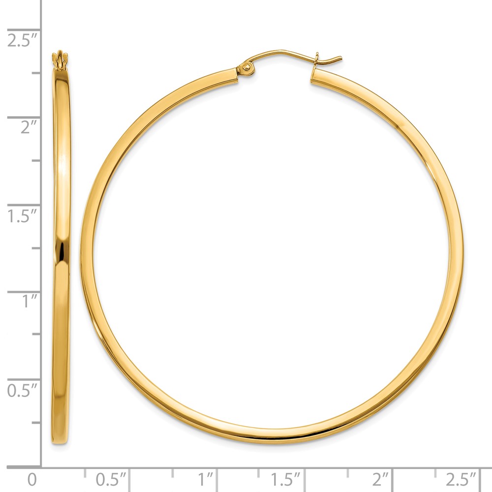 10k 2mm Square Tube Hoop Earrings (10T1074)
