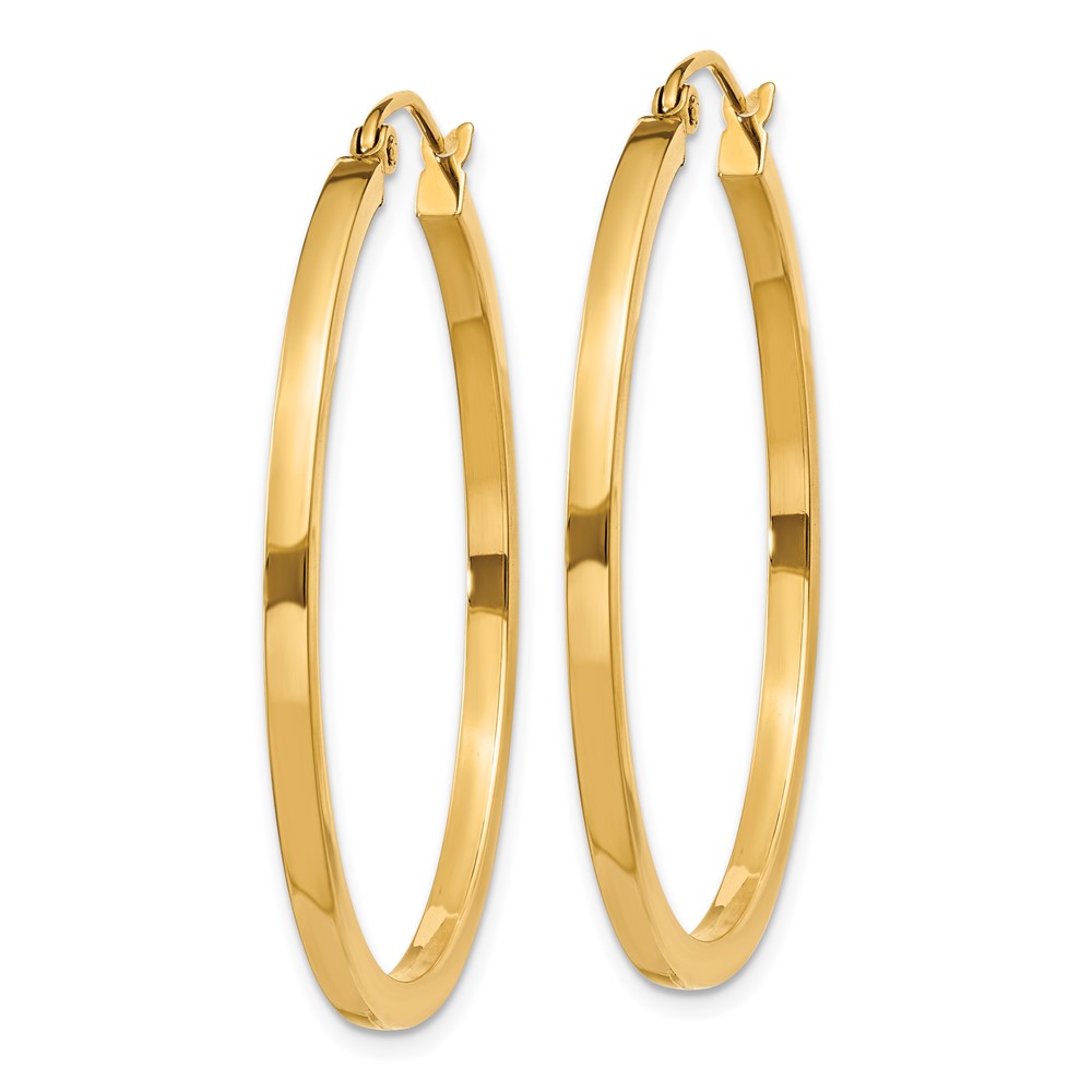 10k 2mm Square Tube Hoop Earrings (10T1075)