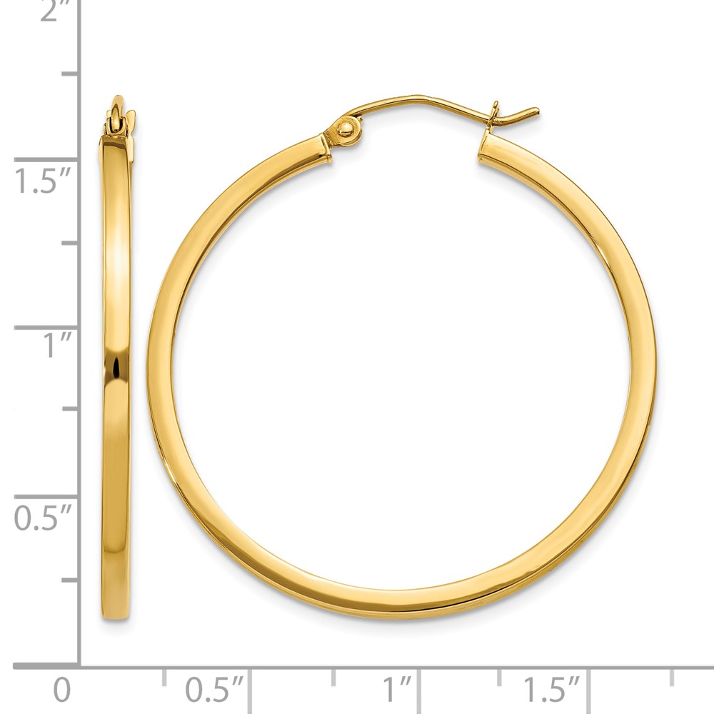 10k 2mm Square Tube Hoop Earrings (10T1075)