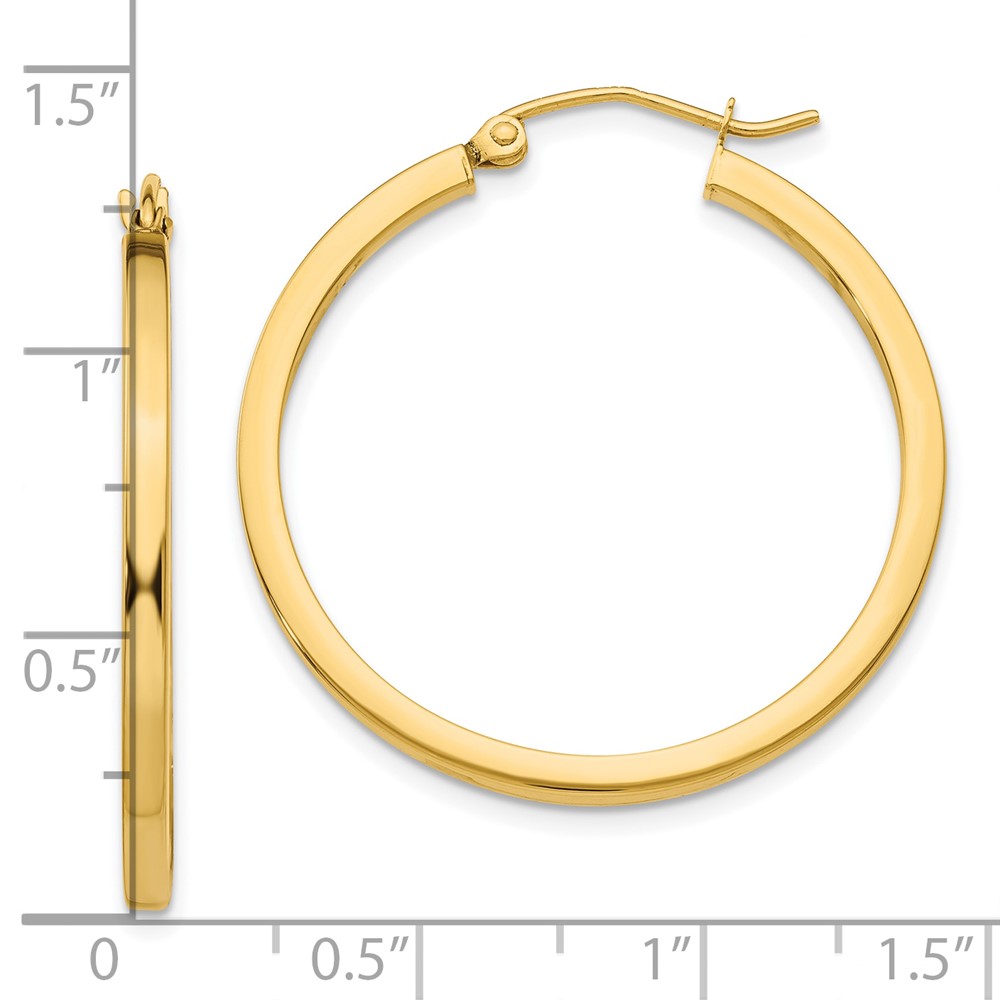 10k 2mm Square Tube Hoop Earrings (10T1076)