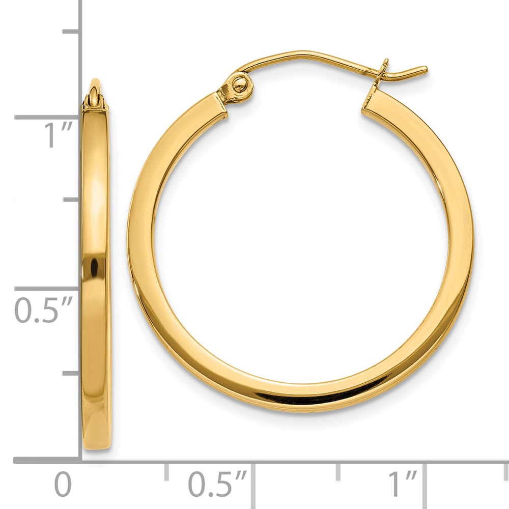 10k 2mm Square Tube Hoop Earrings (10T1077)