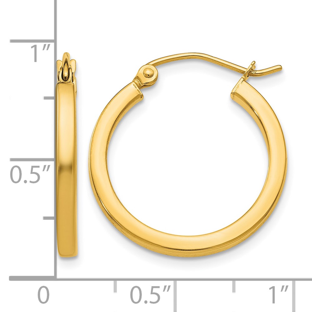 10k 2mm Square Tube Hoop Earrings (10T1078)