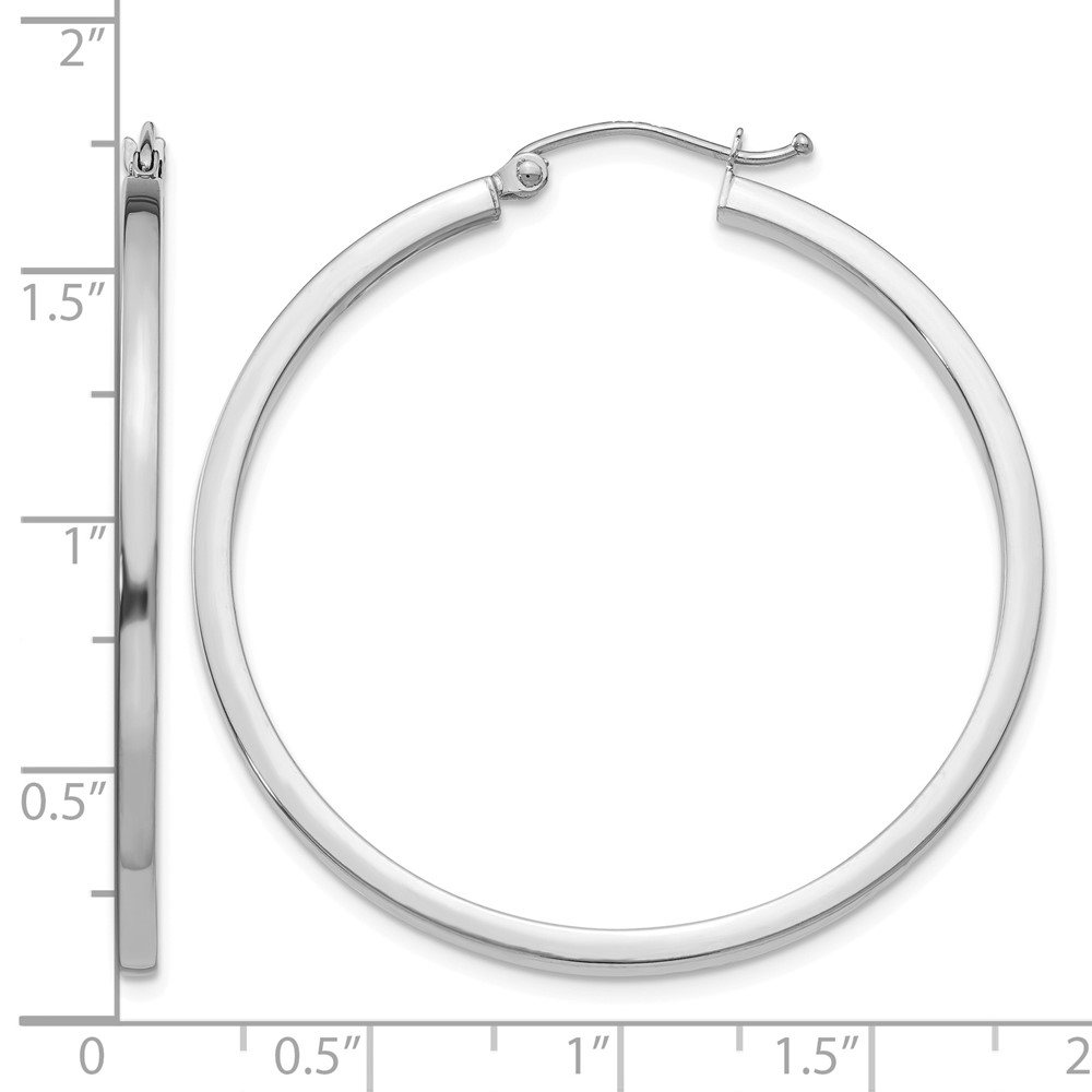 10k White Gold 2mm Square Tube Hoops (10T1079)