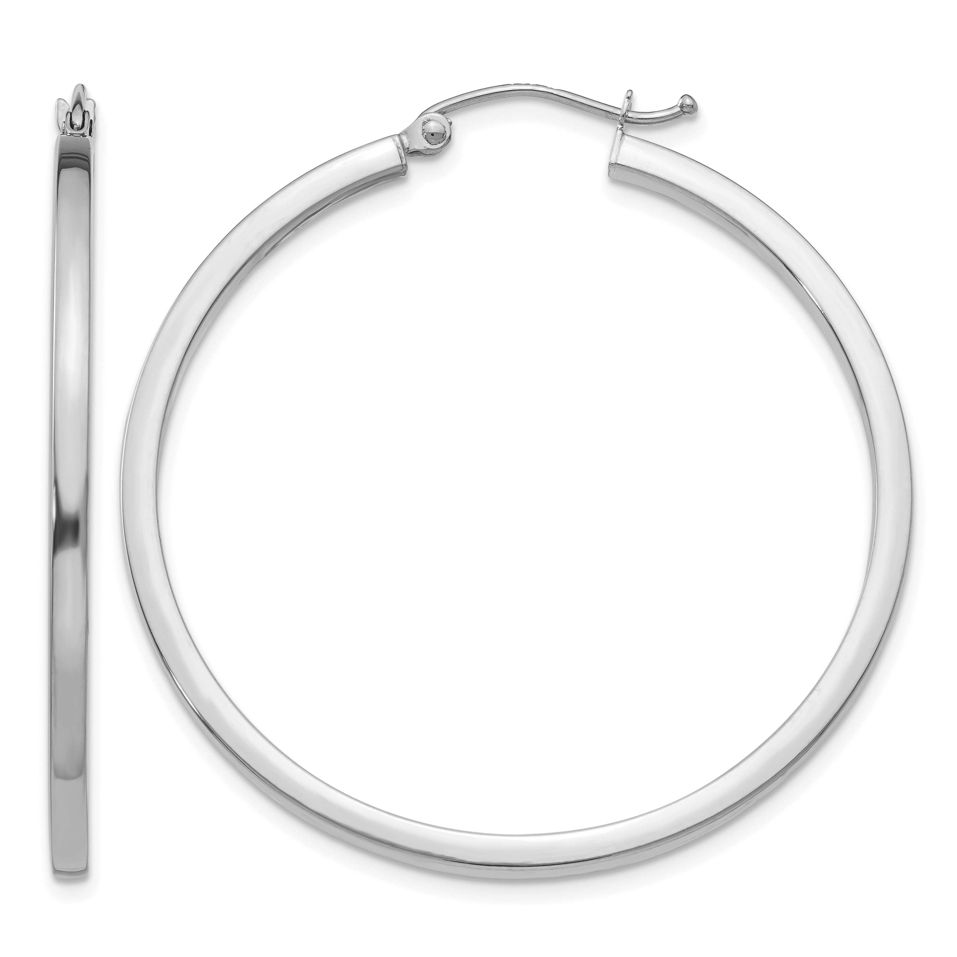 10k White Gold 2mm Square Tube Hoops (10T1079)