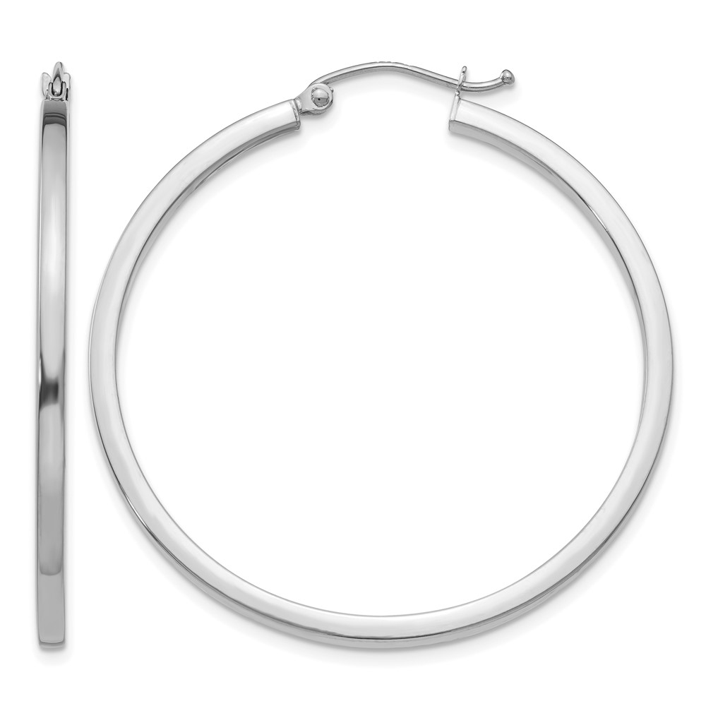 10k White Gold 2mm Square Tube Hoops (10T1079)