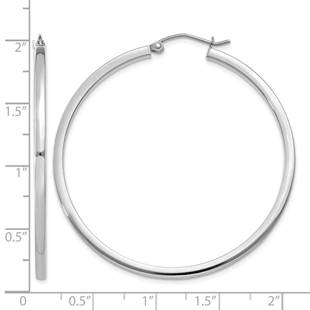 10k White Gold 2mm Square Tube Hoops (10T1080)