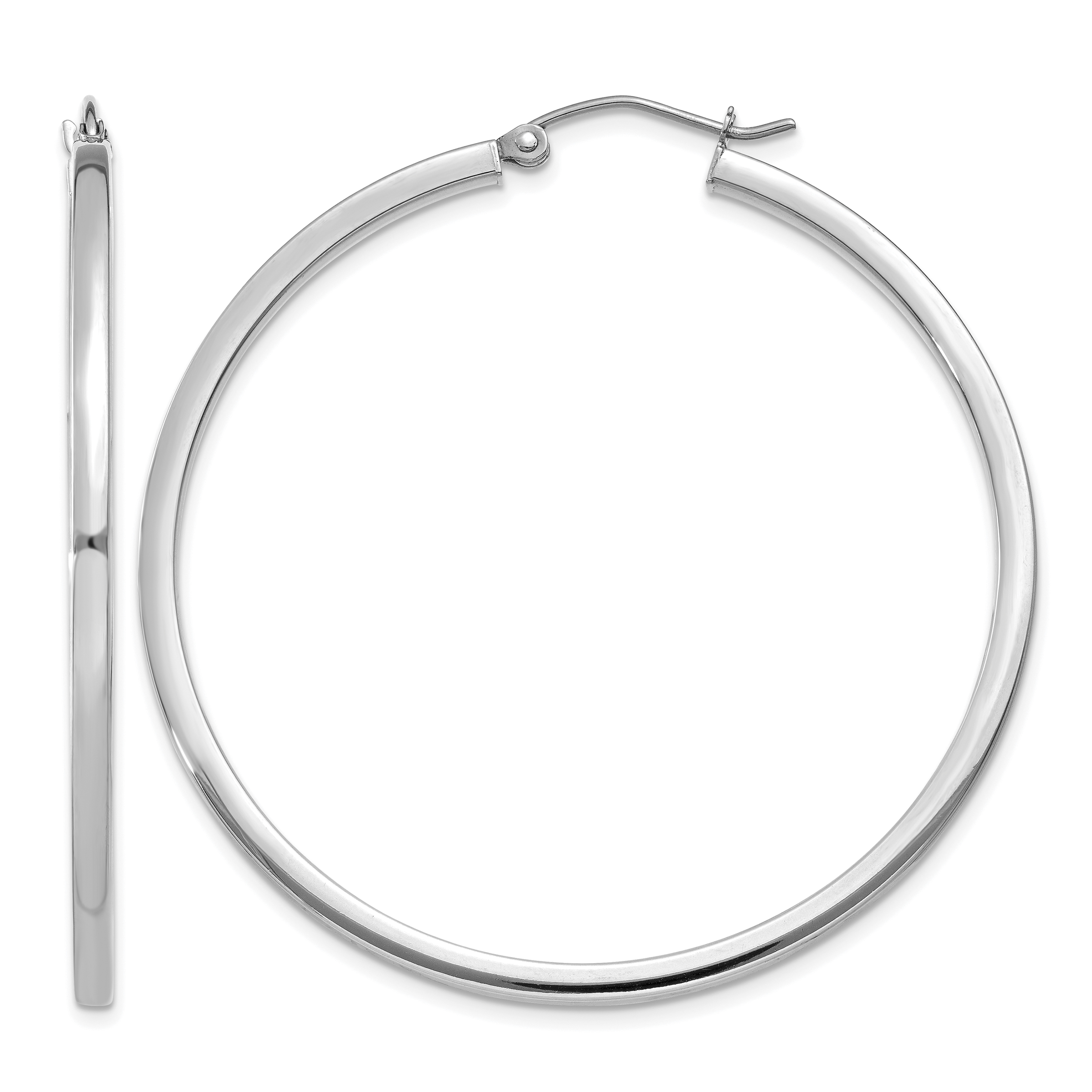 10k White Gold 2mm Square Tube Hoops (10T1080)