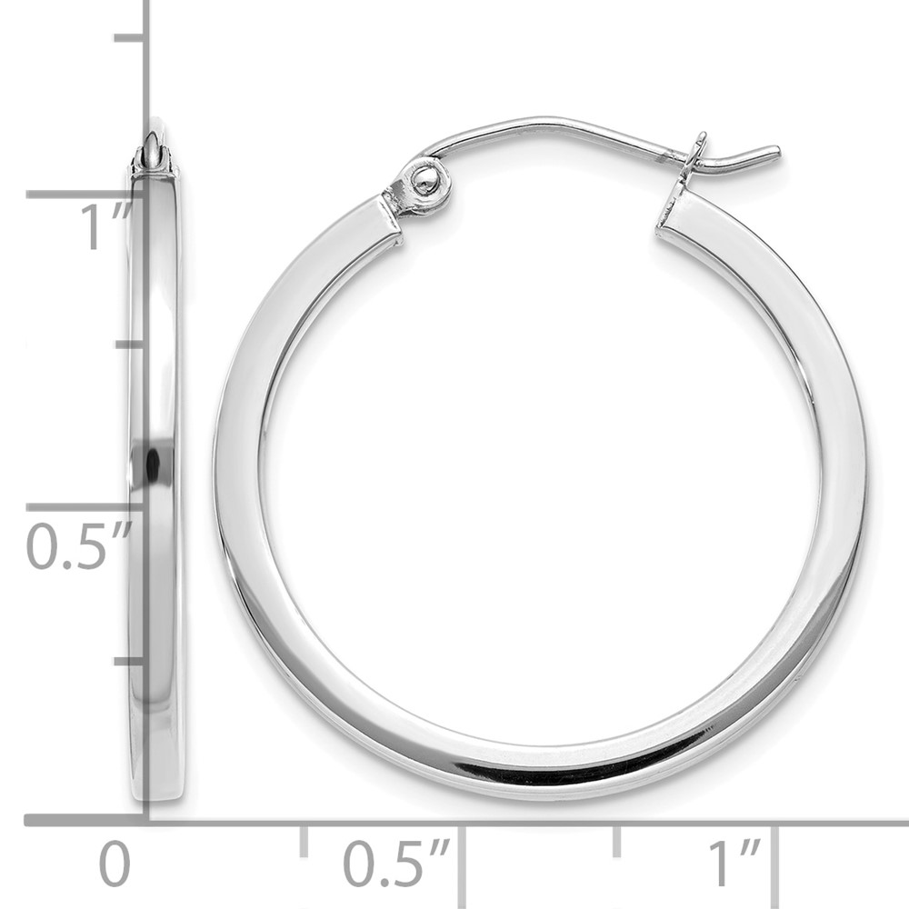 10k White Gold 2mm Square Tube Hoops (10T1084)