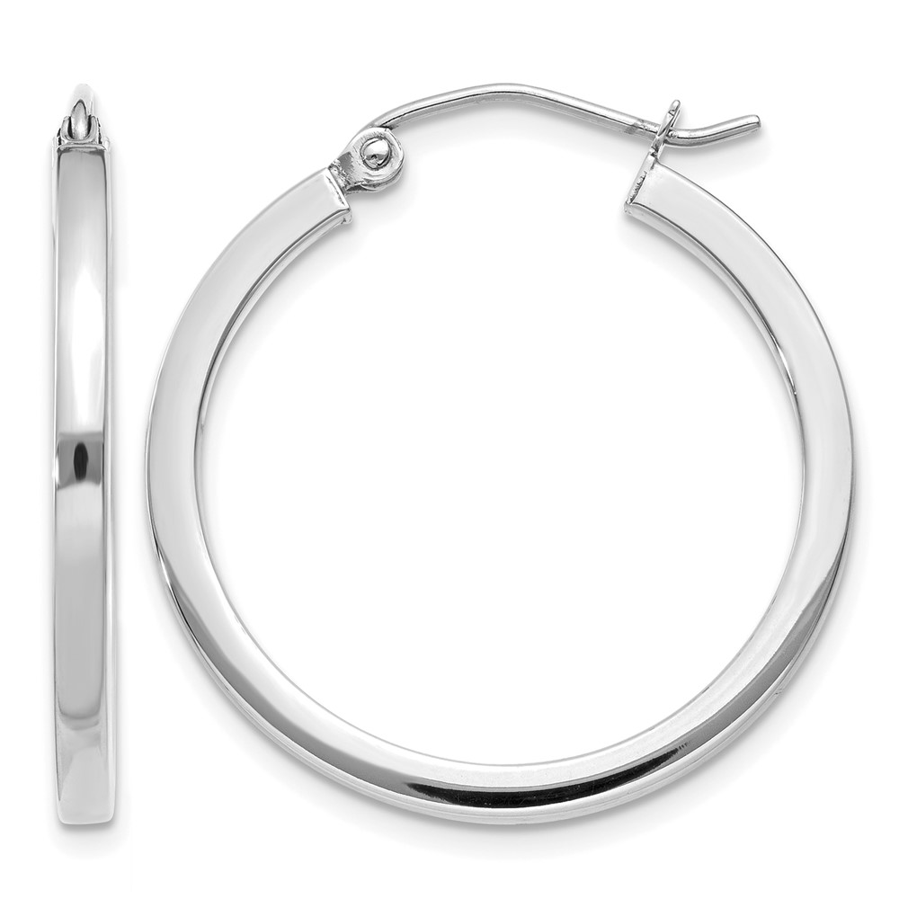 10k White Gold 2mm Square Tube Hoops (10T1084)