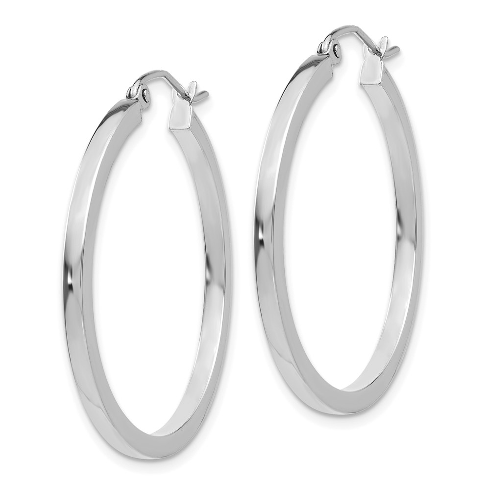 10k White Gold 2mm Square Tube Hoops (10T1085)