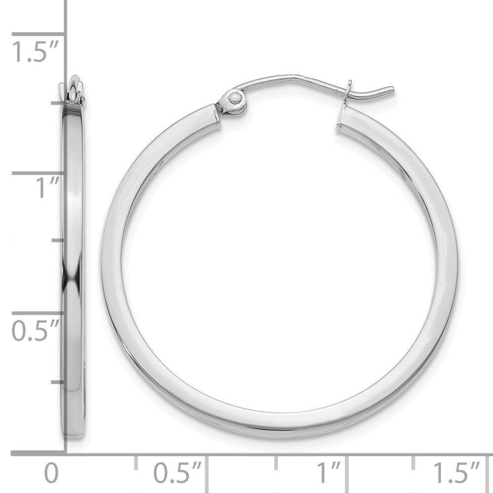 10k White Gold 2mm Square Tube Hoops (10T1085)