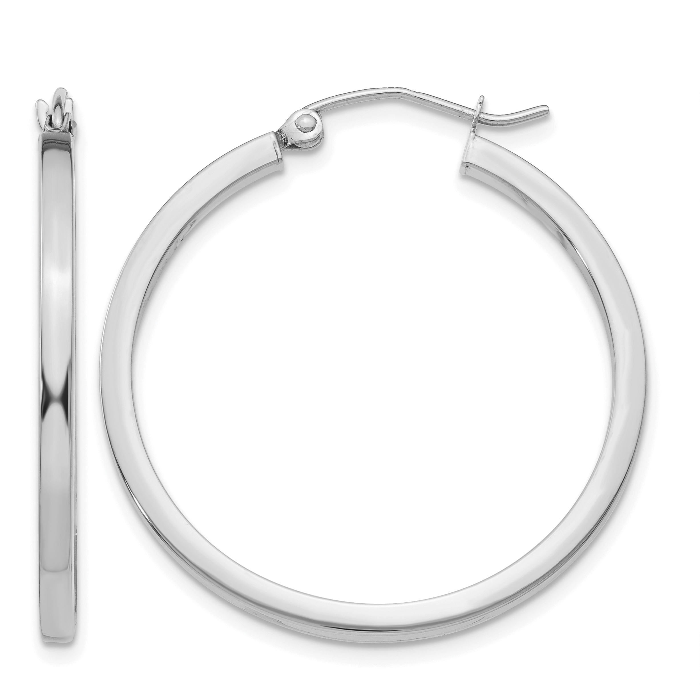 10k White Gold 2mm Square Tube Hoops (10T1085)