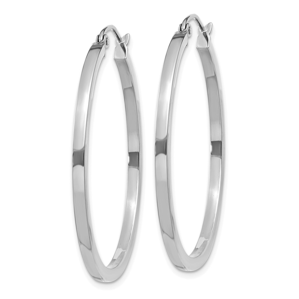 10k White Gold 2mm Square Tube Hoops (10T1086)