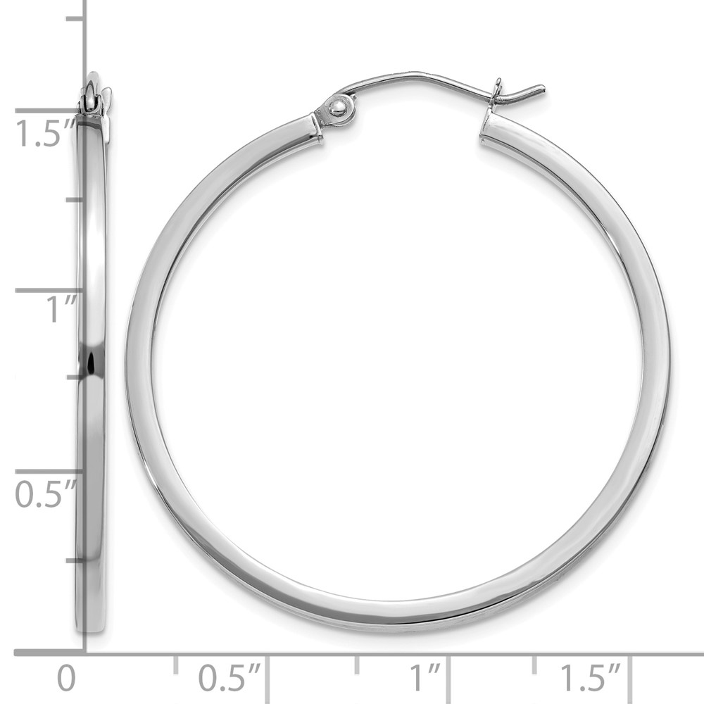 10k White Gold 2mm Square Tube Hoops (10T1086)
