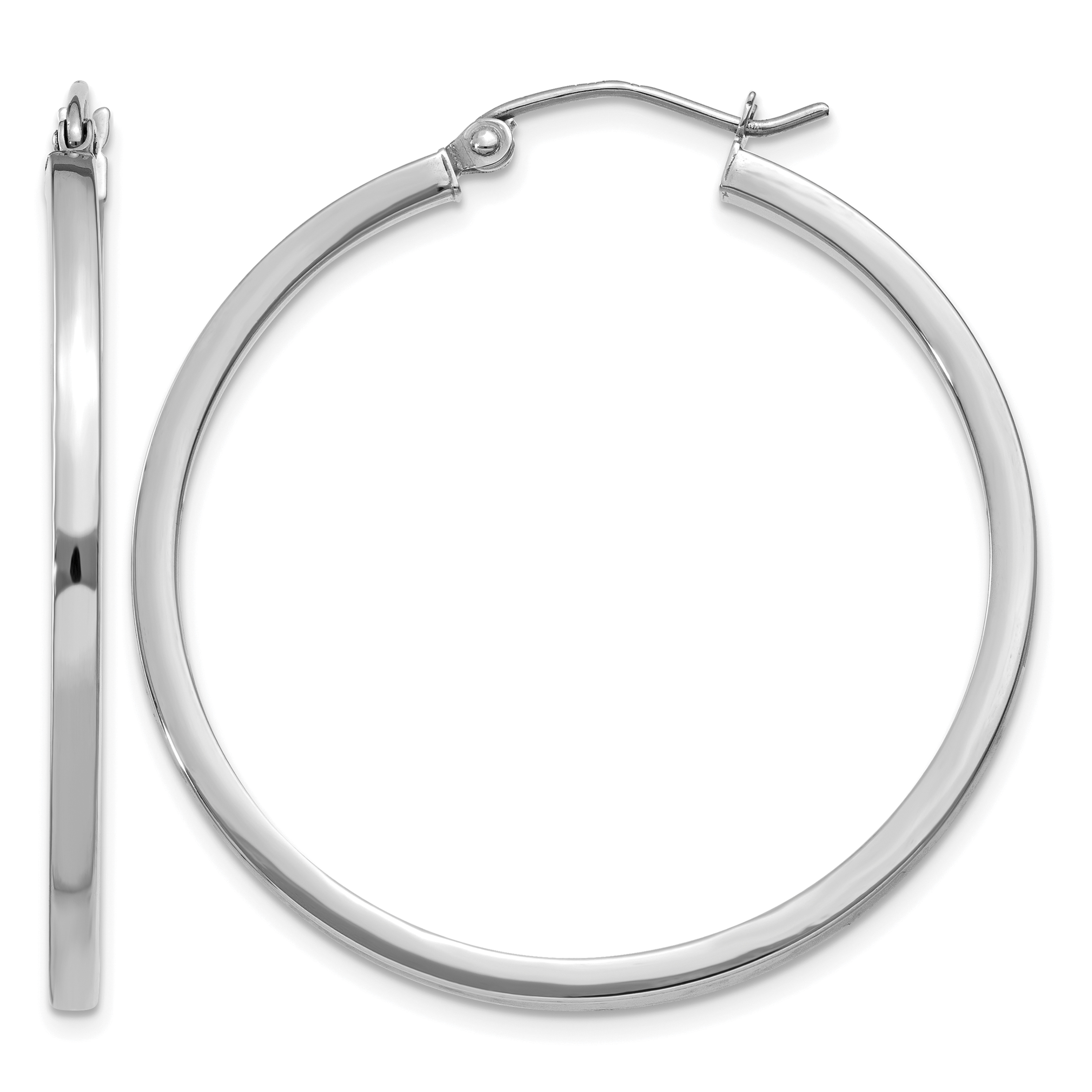 10k White Gold 2mm Square Tube Hoops (10T1086)