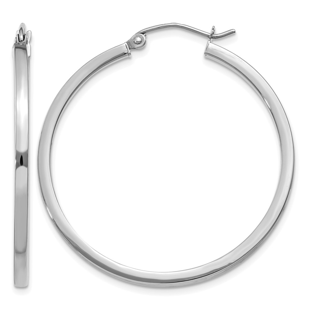 10k White Gold 2mm Square Tube Hoops (10T1086)