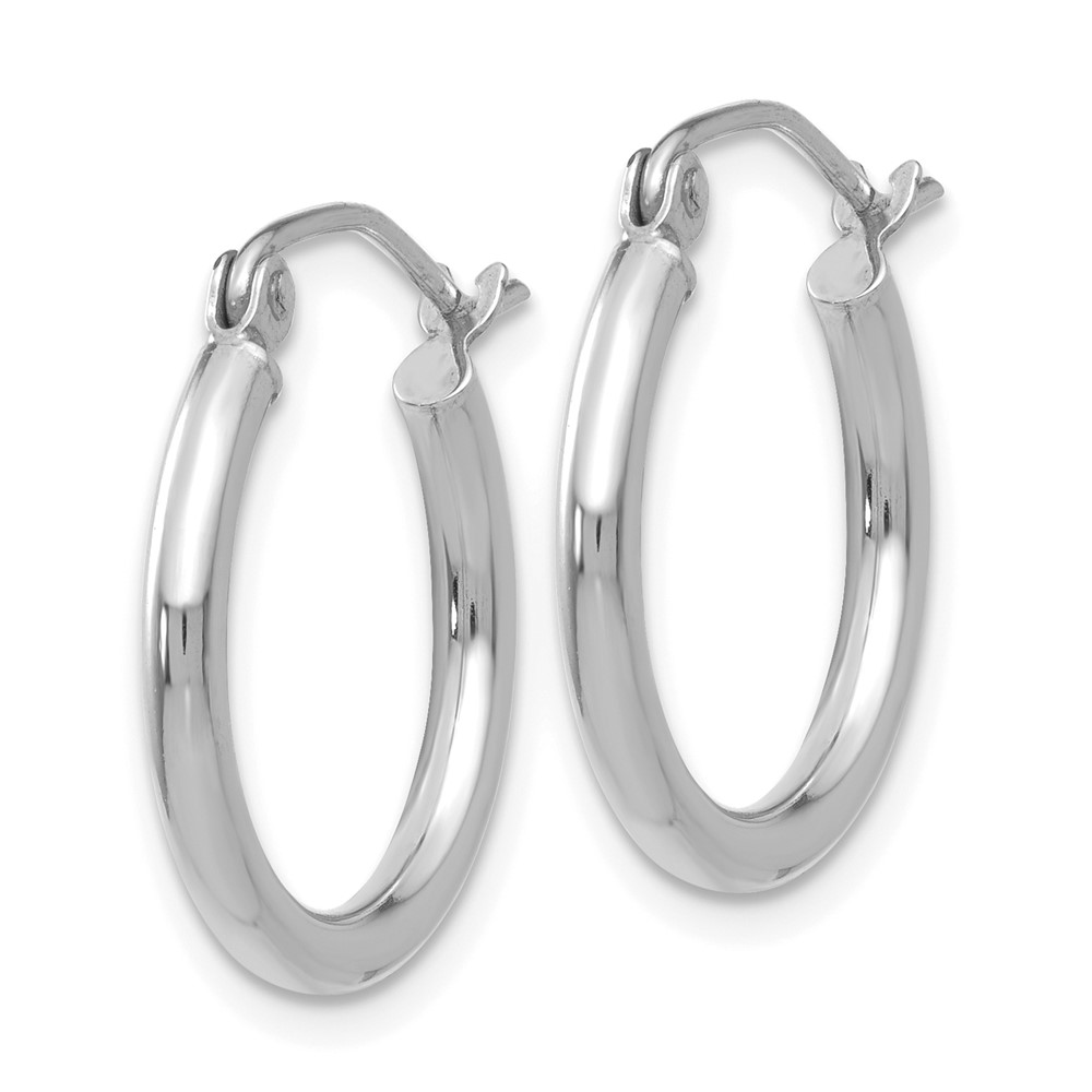10K White Gold Polished 2mm Tube Hoop Earrings (10T1123)